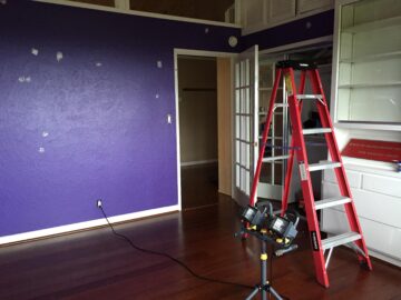 Purple room gets spackled