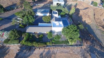 Aerial shot of new roofs