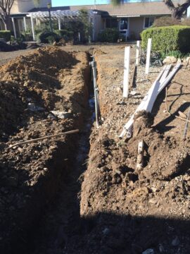 New water main line trench
