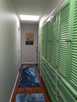 White-and-pistachio linen hallway