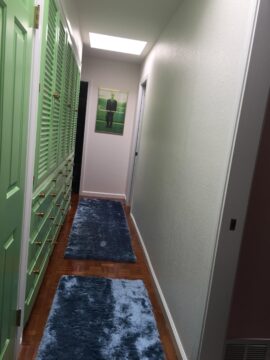 White-and-pistachio linen hallway
