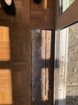 Water-damaged floorboards