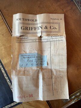 Secondhand receipt dated March 25, 1933