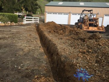 New water main line trench